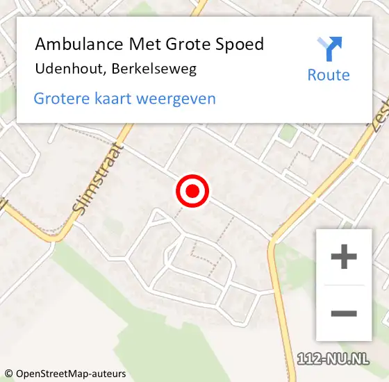 Locatie op kaart van de 112 melding: Ambulance Met Grote Spoed Naar Udenhout, Berkelseweg op 25 augustus 2018 12:12