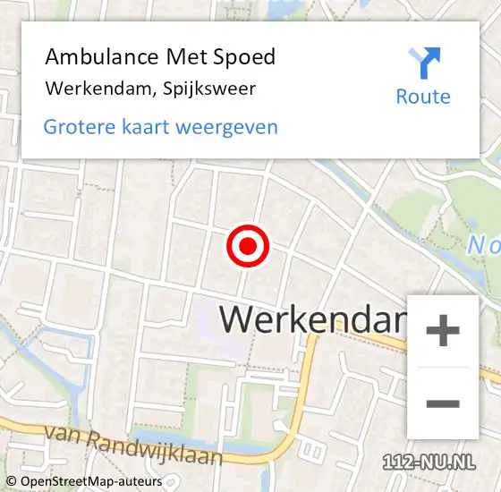 Locatie op kaart van de 112 melding: Ambulance Met Spoed Naar Werkendam, Spijksweer op 25 augustus 2018 12:32