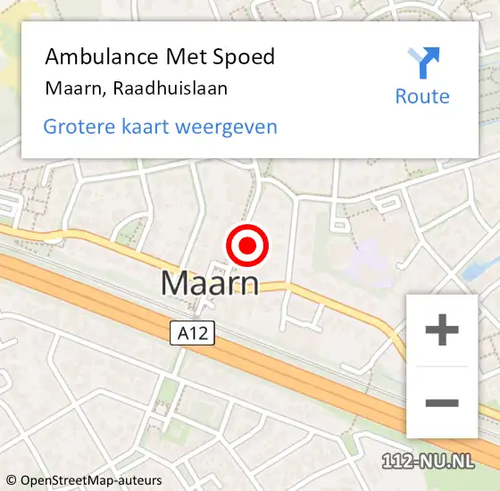 Locatie op kaart van de 112 melding: Ambulance Met Spoed Naar Maarn, Raadhuislaan op 25 augustus 2018 12:33