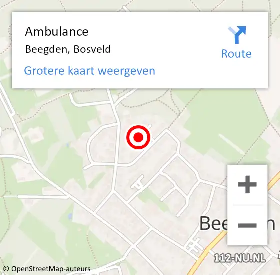 Locatie op kaart van de 112 melding: Ambulance Beegden, Bosveld op 25 augustus 2018 13:25