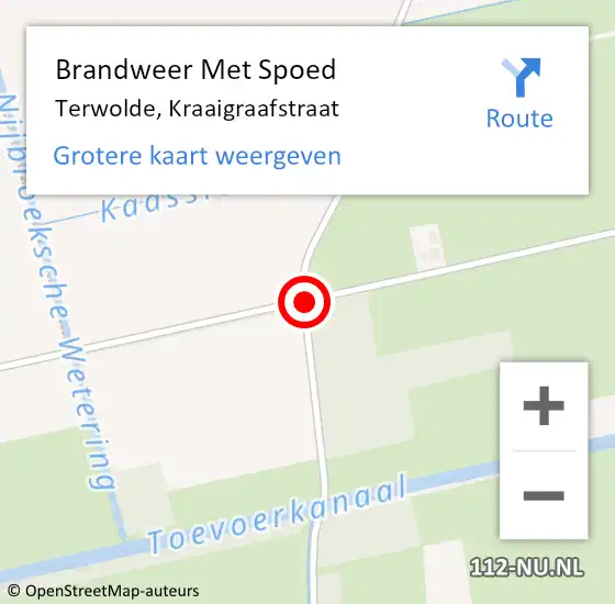 Locatie op kaart van de 112 melding: Brandweer Met Spoed Naar Terwolde, Kraaigraafstraat op 25 augustus 2018 13:35