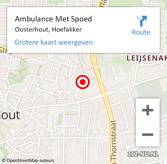 Locatie op kaart van de 112 melding: Ambulance Met Spoed Naar Oosterhout, Hoefakker op 25 augustus 2018 15:50