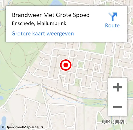 Locatie op kaart van de 112 melding: Brandweer Met Grote Spoed Naar Enschede, Mallumbrink op 25 augustus 2018 16:01