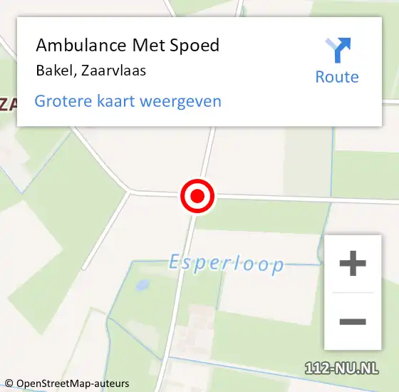 Locatie op kaart van de 112 melding: Ambulance Met Spoed Naar Bakel, Zaarvlaas op 25 augustus 2018 16:33