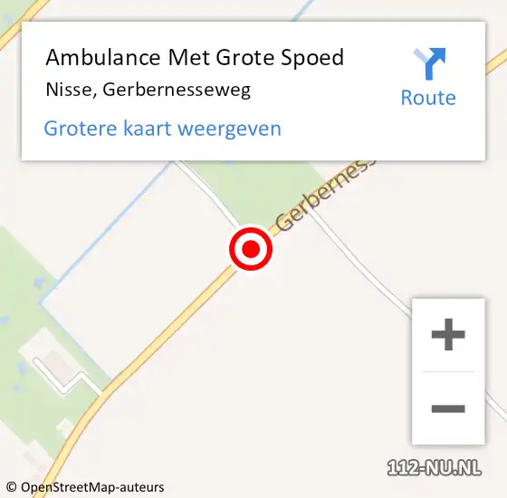 Locatie op kaart van de 112 melding: Ambulance Met Grote Spoed Naar Nisse, Gerbernesseweg op 25 augustus 2018 17:36