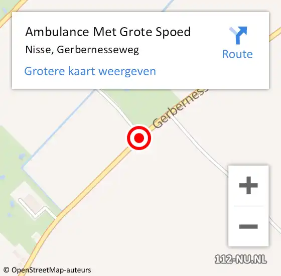 Locatie op kaart van de 112 melding: Ambulance Met Grote Spoed Naar Nisse, Gerbernesseweg op 25 augustus 2018 17:39