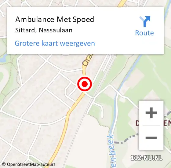 Locatie op kaart van de 112 melding: Ambulance Met Spoed Naar Sittard, Nassaulaan op 25 augustus 2018 17:59