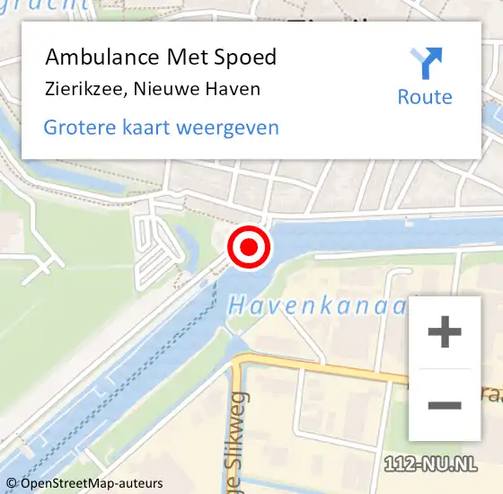 Locatie op kaart van de 112 melding: Ambulance Met Spoed Naar Zierikzee, Nieuwe Haven op 25 augustus 2018 18:03