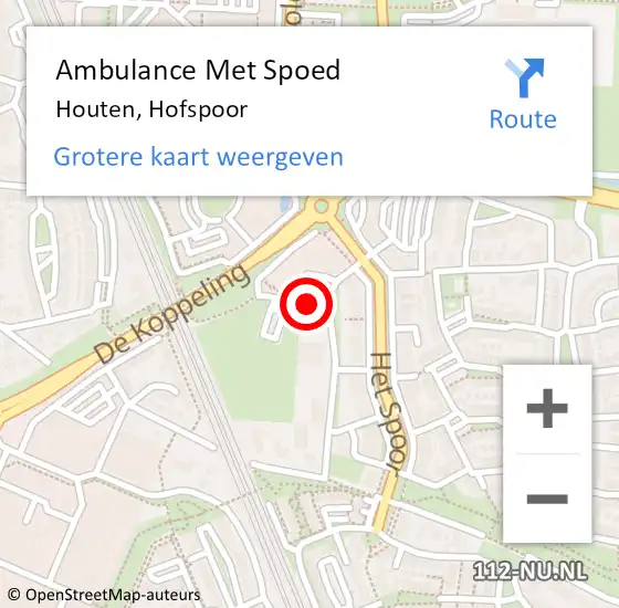 Locatie op kaart van de 112 melding: Ambulance Met Spoed Naar Houten, Hofspoor op 25 augustus 2018 19:11