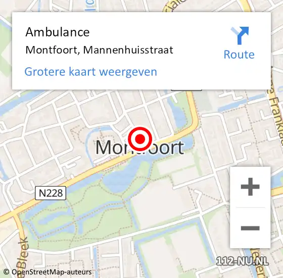 Locatie op kaart van de 112 melding: Ambulance Montfoort, Mannenhuisstraat op 25 augustus 2018 19:47