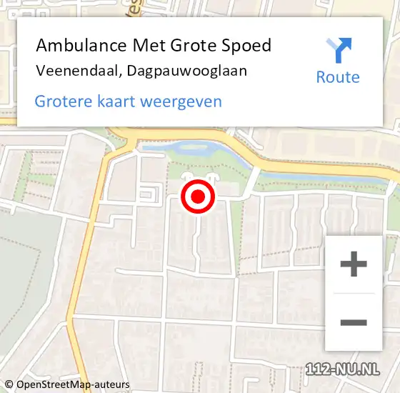 Locatie op kaart van de 112 melding: Ambulance Met Grote Spoed Naar Veenendaal, Dagpauwooglaan op 25 augustus 2018 21:02