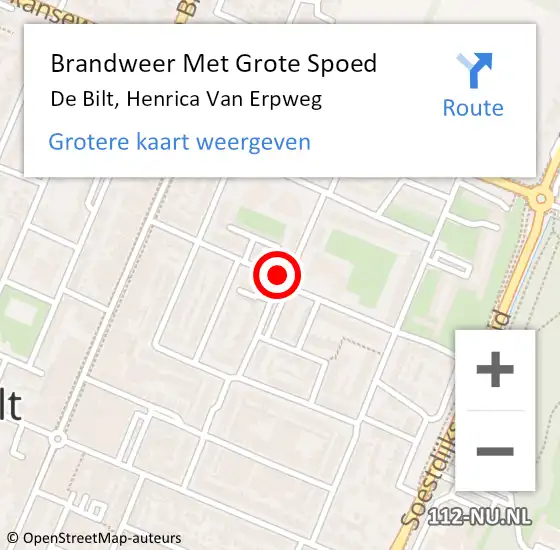 Locatie op kaart van de 112 melding: Brandweer Met Grote Spoed Naar De Bilt, Henrica Van Erpweg op 25 augustus 2018 21:27