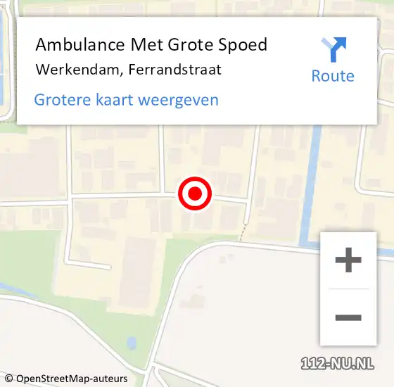 Locatie op kaart van de 112 melding: Ambulance Met Grote Spoed Naar Werkendam, Ferrandstraat op 25 augustus 2018 21:41