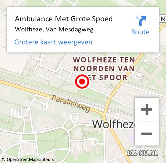 Locatie op kaart van de 112 melding: Ambulance Met Grote Spoed Naar Wolfheze, Van Mesdagweg op 25 augustus 2018 21:51