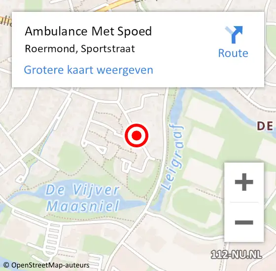 Locatie op kaart van de 112 melding: Ambulance Met Spoed Naar Roermond, Sportstraat op 25 augustus 2018 21:55