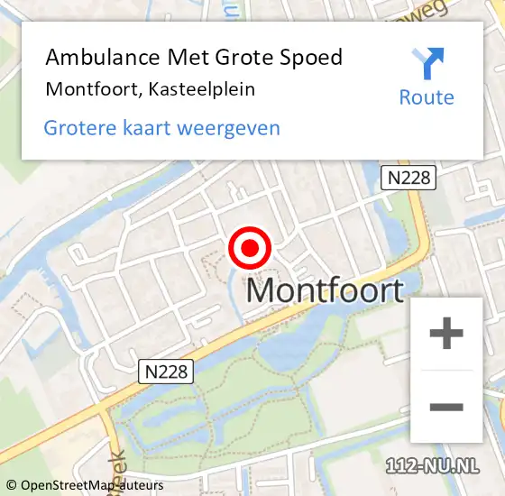 Locatie op kaart van de 112 melding: Ambulance Met Grote Spoed Naar Montfoort, Kasteelplein op 25 augustus 2018 22:51
