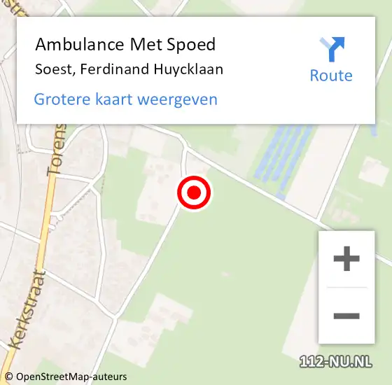 Locatie op kaart van de 112 melding: Ambulance Met Spoed Naar Soest, Ferdinand Huycklaan op 25 augustus 2018 22:56