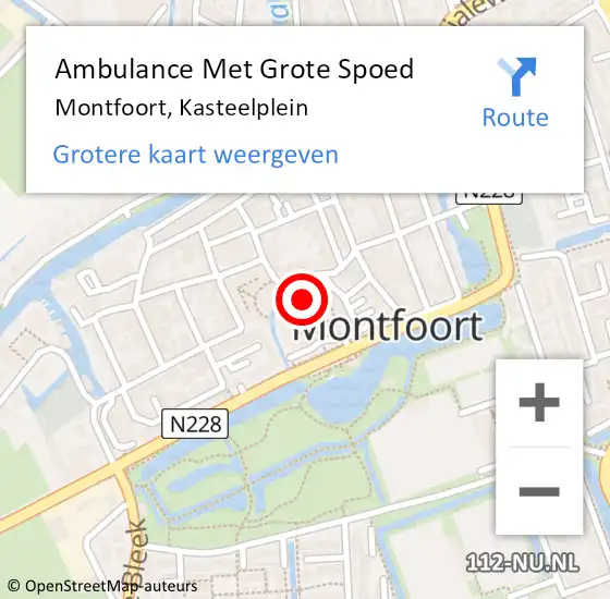 Locatie op kaart van de 112 melding: Ambulance Met Grote Spoed Naar Montfoort, Kasteelplein op 25 augustus 2018 23:05