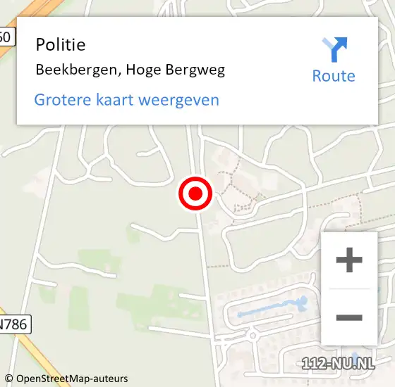 Locatie op kaart van de 112 melding: Politie Beekbergen, Hoge Bergweg op 25 augustus 2018 23:41