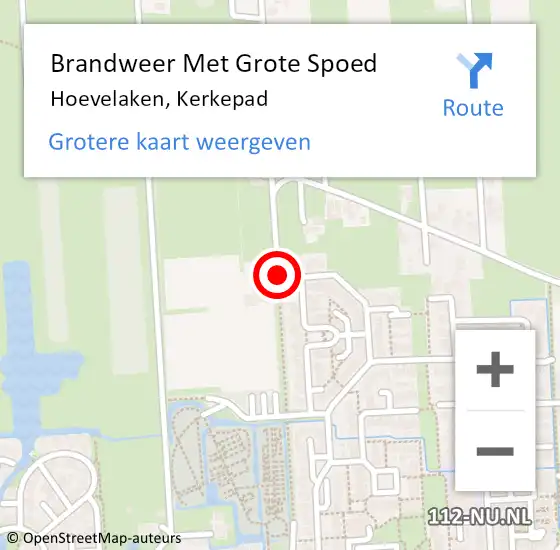 Locatie op kaart van de 112 melding: Brandweer Met Grote Spoed Naar Hoevelaken, Kerkepad op 26 augustus 2018 00:19