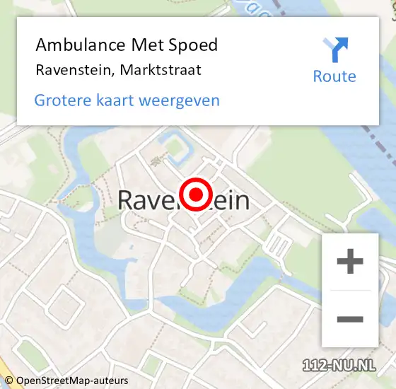 Locatie op kaart van de 112 melding: Ambulance Met Spoed Naar Ravenstein, Marktstraat op 26 augustus 2018 00:19