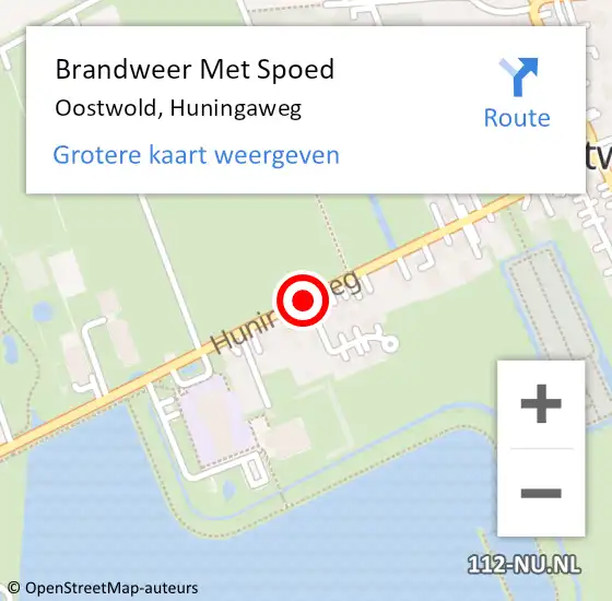 Locatie op kaart van de 112 melding: Brandweer Met Spoed Naar Oostwold, Huningaweg op 26 augustus 2018 00:20