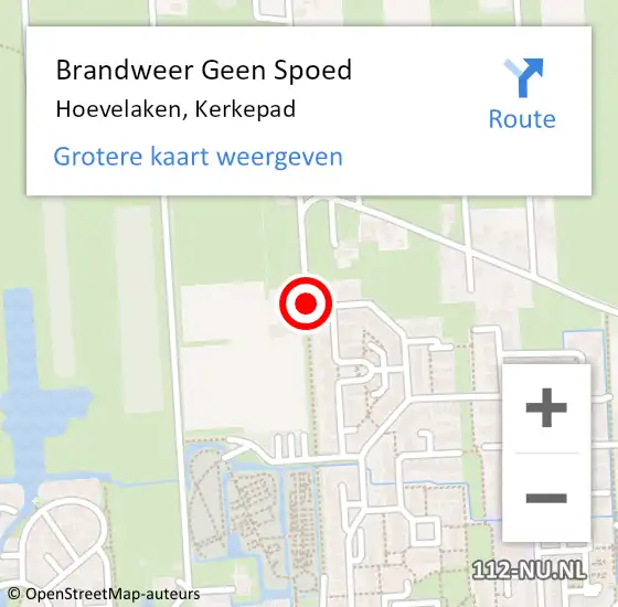 Locatie op kaart van de 112 melding: Brandweer Geen Spoed Naar Hoevelaken, Kerkepad op 26 augustus 2018 00:22