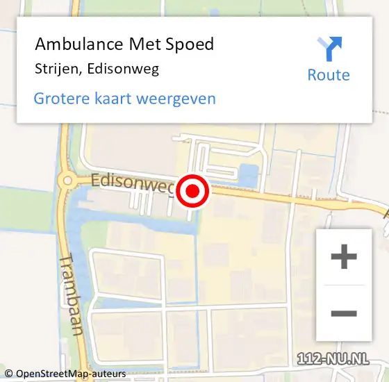 Locatie op kaart van de 112 melding: Ambulance Met Spoed Naar Strijen, Edisonweg op 26 augustus 2018 01:57