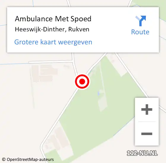 Locatie op kaart van de 112 melding: Ambulance Met Spoed Naar Heeswijk-Dinther, Rukven op 26 augustus 2018 02:05