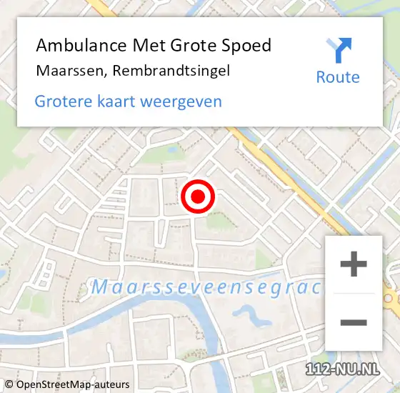 Locatie op kaart van de 112 melding: Ambulance Met Grote Spoed Naar Maarssen, Rembrandtsingel op 26 augustus 2018 03:16