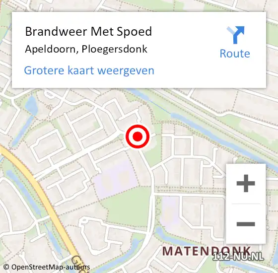 Locatie op kaart van de 112 melding: Brandweer Met Spoed Naar Apeldoorn, Ploegersdonk op 7 maart 2014 07:54