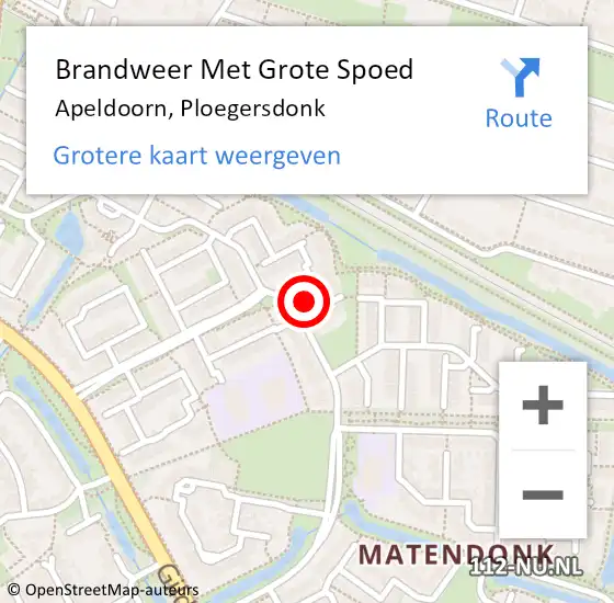 Locatie op kaart van de 112 melding: Brandweer Met Grote Spoed Naar Apeldoorn, Ploegersdonk op 7 maart 2014 07:55