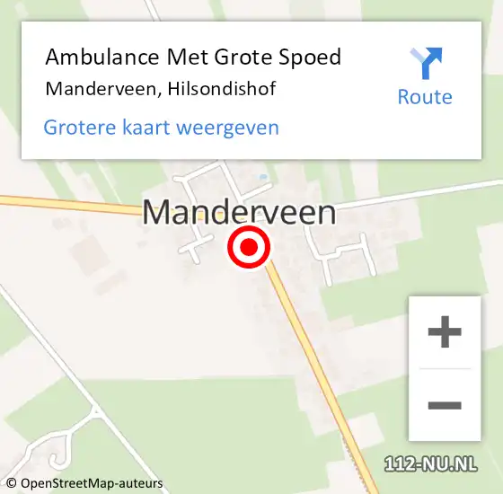 Locatie op kaart van de 112 melding: Ambulance Met Grote Spoed Naar Manderveen, Hilsondishof op 26 augustus 2018 08:40
