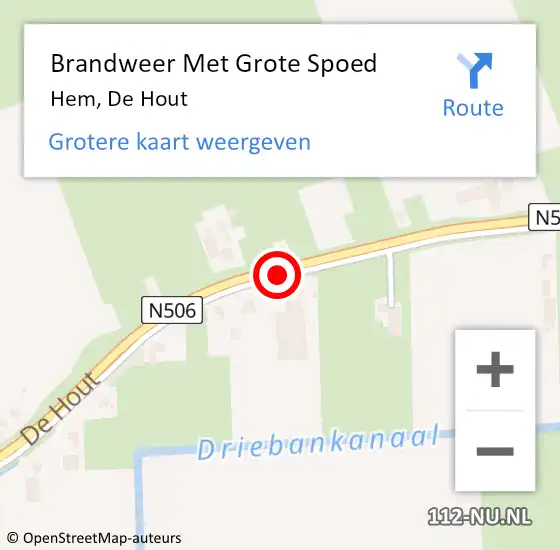 Locatie op kaart van de 112 melding: Brandweer Met Grote Spoed Naar Hem, De Hout op 26 augustus 2018 08:50