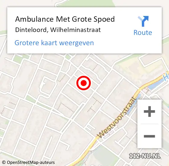 Locatie op kaart van de 112 melding: Ambulance Met Grote Spoed Naar Dinteloord, Wilhelminastraat op 26 augustus 2018 09:01