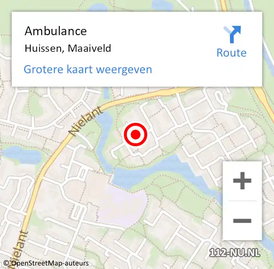 Locatie op kaart van de 112 melding: Ambulance Huissen, Maaiveld op 26 augustus 2018 09:09