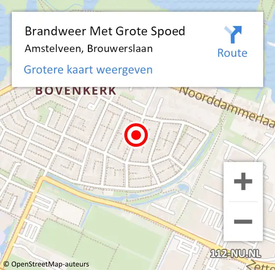 Locatie op kaart van de 112 melding: Brandweer Met Grote Spoed Naar Amstelveen, Brouwerslaan op 26 augustus 2018 09:23