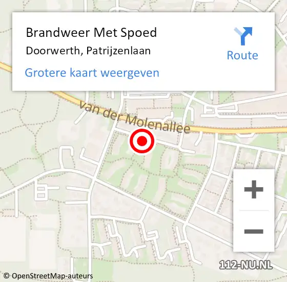 Locatie op kaart van de 112 melding: Brandweer Met Spoed Naar Doorwerth, Patrijzenlaan op 26 augustus 2018 09:32