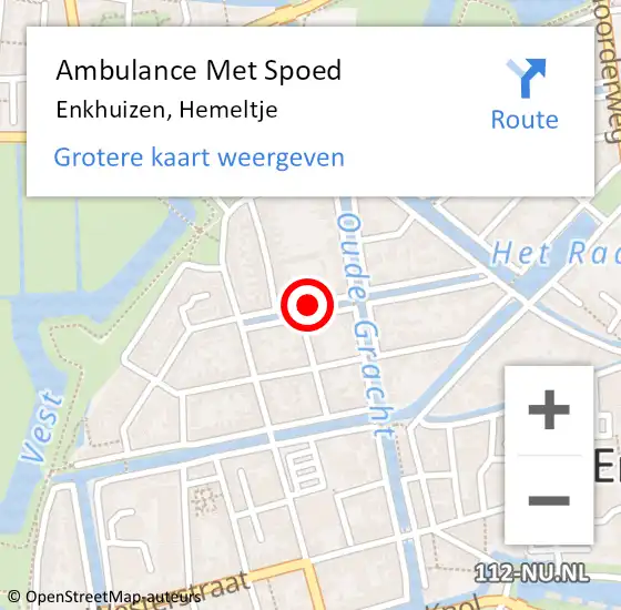 Locatie op kaart van de 112 melding: Ambulance Met Spoed Naar Enkhuizen, Hemeltje op 26 augustus 2018 09:45