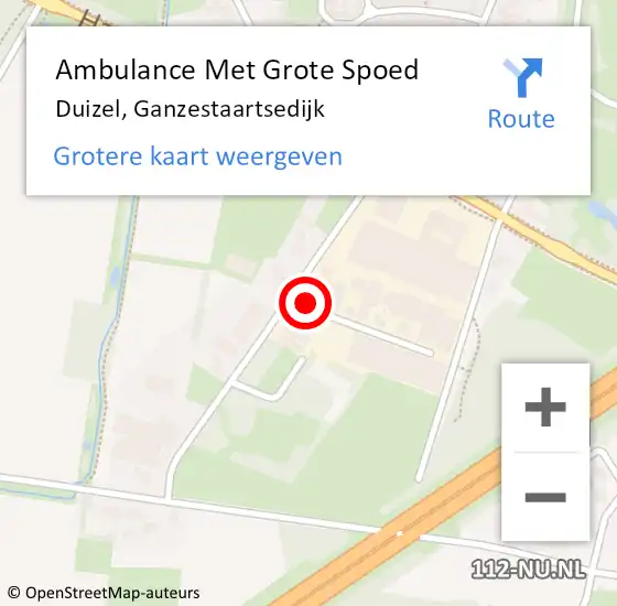 Locatie op kaart van de 112 melding: Ambulance Met Grote Spoed Naar Duizel, Ganzestaartsedijk op 26 augustus 2018 11:12