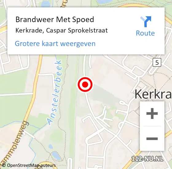 Locatie op kaart van de 112 melding: Brandweer Met Spoed Naar Kerkrade, Caspar Sprokelstraat op 26 augustus 2018 11:52