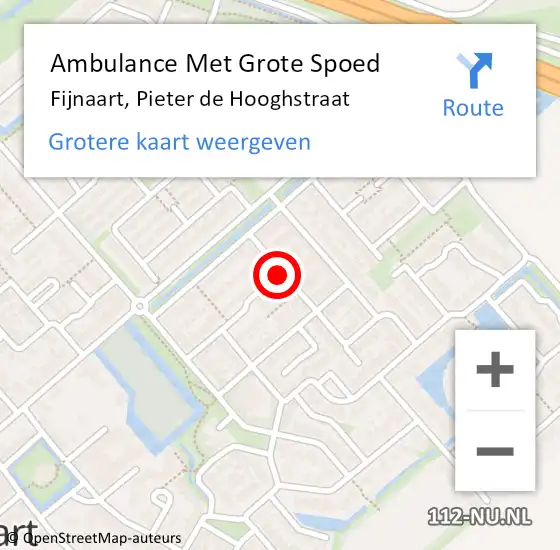 Locatie op kaart van de 112 melding: Ambulance Met Grote Spoed Naar Fijnaart, Pieter de Hooghstraat op 26 augustus 2018 12:03