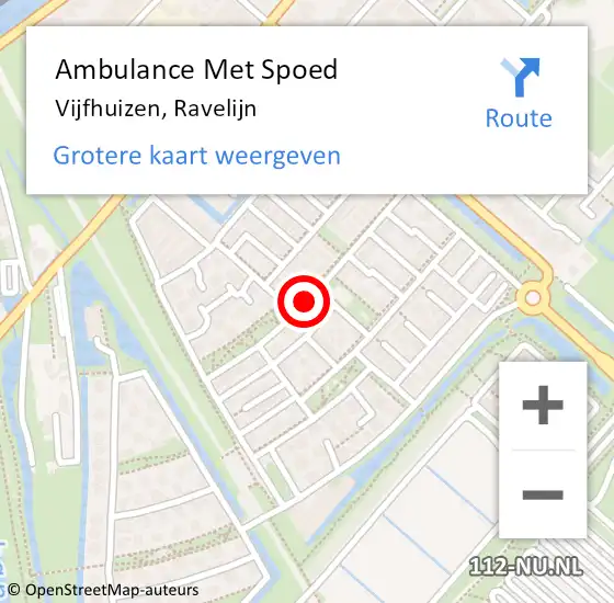 Locatie op kaart van de 112 melding: Ambulance Met Spoed Naar Vijfhuizen, Ravelijn op 26 augustus 2018 12:19