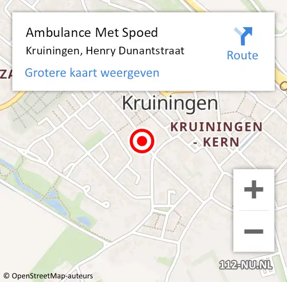 Locatie op kaart van de 112 melding: Ambulance Met Spoed Naar Kruiningen, Henry Dunantstraat op 26 augustus 2018 12:35