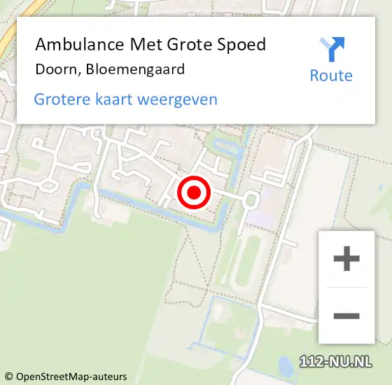 Locatie op kaart van de 112 melding: Ambulance Met Grote Spoed Naar Doorn, Bloemengaard op 26 augustus 2018 12:38