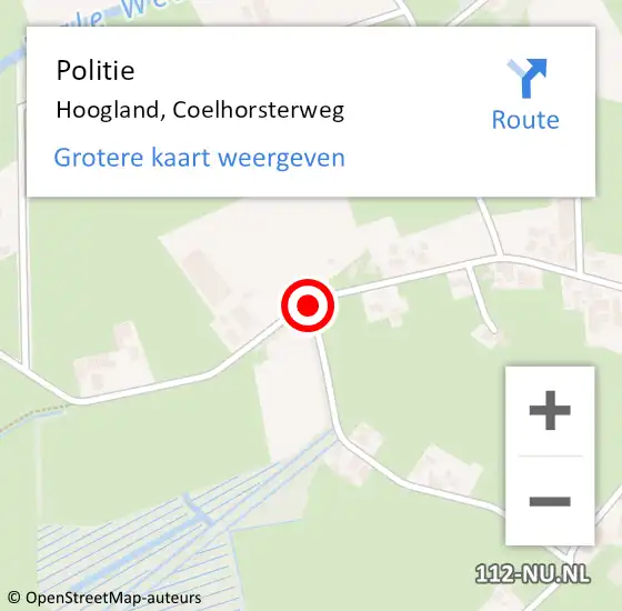 Locatie op kaart van de 112 melding: Politie Hoogland, Coelhorsterweg op 26 augustus 2018 13:06