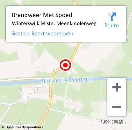 Locatie op kaart van de 112 melding: Brandweer Met Spoed Naar Winterswijk Miste, Meenkmolenweg op 26 augustus 2018 13:49