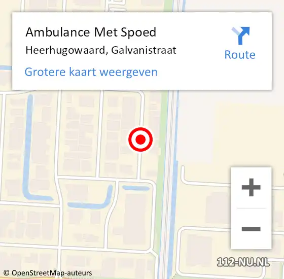 Locatie op kaart van de 112 melding: Ambulance Met Spoed Naar Heerhugowaard, Galvanistraat op 26 augustus 2018 15:18