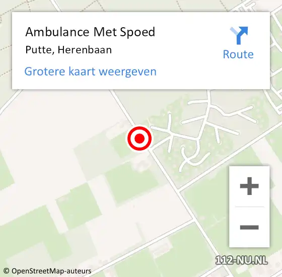 Locatie op kaart van de 112 melding: Ambulance Met Spoed Naar Putte, Herenbaan op 26 augustus 2018 15:32