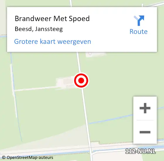 Locatie op kaart van de 112 melding: Brandweer Met Spoed Naar Beesd, Janssteeg op 26 augustus 2018 15:54